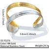 Pulsera Abierta de Acero Inoxidable Oro de 18 Quilates Estilo Europeo y Americano, Pulsera de Acero de Titanio Bicolor Oro y Plata con Rayas Simples, Joyería Transfronteriza