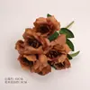 Nova rosa artificial de 9 cabeças com bordas encaracoladas, adereço de decoração de casamento, buquê de mão, flor de seda, atacado do fabricante