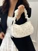 Bolso de Lona con Flores Suave y Dulce para Mujer 2025 Nuevo Bolso de Hombro Estampado de Aspecto Elegante Versátil Bolso de Brazo con Lazo