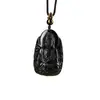 Pingente de Obsidiana Natural Buda da Medicina, Estilo Chinês Unissex Amuleto Buda do Ano de Nascimento Joia Presente