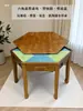 Mesa Sólida de Madera para Ajedrez y Cartas para Entretenimiento al Aire Libre, Mesa Pentagonales de Seis Esquinas Estilo Chino, Mesa con Patas de Perro para Jugar Cartas y Juegos
