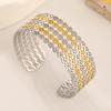 Pulsera Hidráulica Ancha Transfronteriza en Forma de Loto, Pulsera Circular de Acero Inoxidable con Superficie Lisa Grande y Rayas, Joyería de Alta Gama