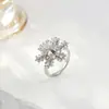 Joias mais vendidas atacado anel com zircônia inlay de alto senso de temperamento camada dupla floco de neve rotativo moda anel personalizado