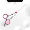 Envio transfronteiriço da Amazon tesouras profissionais de cabeleireiro com tampa rosa, tesouras de cabeleireiro domésticas de aço inoxidável, tesouras retas e tesouras de desbaste