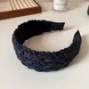Diadema de tela tejida beige de alta gama, textura suave y simple estilo francés, diadema exterior de corona alta, nuevo modelo para mujer