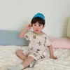Pijama de Verano para Niños de Fibra de Bambú con Mangas Cortas para Niños y Niñas, Ropa de Casa Delgada y Fresca, Pantalones Cortos, Ropa para Bebés con Aire Acondicionado