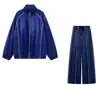 2026 Amazon Comercio Exterior Transfronterizo Estilo Europeo y Americano Color Sólido Gama Alta Manga Larga Cremallera Frontal Cuello Alto Chaqueta Conjunto Estilo Deportivo