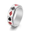 Joyería Europea y Americana Cartas de Póquer Anillo Giratorio de Acero de Titanio para Hombre Creativo Negro y Rojo Ciruela Cuadrado Anillo de Transferencia Pulsera en Stock