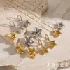 INS18K Aço Inoxidável Cinco Pontas Estrela Brincos Moda Feminina Simples Liso Convexo Estrela de Cinco Pontas Titânio Aço Aberto Anel Aberto