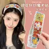 Estilo Relaxado Floral Tricô Velcro Feminino Franja Doce Adesivo Elegante Sem Apertar Aro de Cabelo High-End Faixa de Cabelo Acessório para Cabelo
