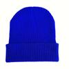Gorro de Lana Acrílica Transfronterizo con Borde Enrollado para Mujer, Gorro de Punto de Color Sólido, Gorro Negro de Otoño e Invierno, Tejido Liso
