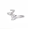 Anillo Ajustable Creativo de 26 Letras con Micro-Pavé de Diamante, Joyería Trendy Estudiantil Coreana y Japonesa