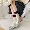 Calcetines de algodón de media pantorrilla con borde a juego de color de patrón oscuro, personalidad网红, calcetines de rizo absorbentes de sudor para las cuatro estaciones, modernos y versátiles para mujer