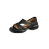 Encuentro de Primera Temporada 2026 Nuevas Sandalias Negras de Suela Gruesa para Mujer, Suela Suave, Cómodas, Punta Abierta, Zapatos Romanos Retro