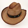 Chapéu de palha à prova de vento e sol para primavera e verão, estilo praiano, para homens e mulheres, chapéu de cowboy estilo étnico europeu e americano