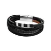 Pulsera de Cuero Multicapa Nueva Transfronteriza para Hombres, Pulsera Versátil de Hip-Hop para Mujeres, Accesorios de Moda de Lujo Ligero de Gama Alta