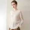 Suéter de Cachemir Versátil de Alta Calidad Kangbaolaisi para Mujer, Cuello Redondo, Tejido de Punto Trenzado, Suéter Básico Casual de Siete Agujas de un Solo Hilo