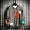 Suéter de otoño e invierno para hombre, guapo, holgado, estilo hip hop, marca de moda, cuello redondo, casual, combina con todo, forro polar, grueso, cálido, manga larga.