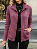 2026 Chaqueta de punto acanalada de color liso para mujer, transfronteriza europea y americana, otoño e invierno, Amazon TEMU