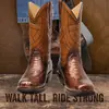 1037 Botas de Salto Alto Desejo Outono e Inverno Novo Retrô Botas de Cowboy Ocidentais Botas Altas Cruzadas Estilo Medieval Prontas para Venda