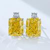 Pendientes Longlongjin S925 de plata de lujo con incrustaciones de diamantes amarillos de imitación, pendientes femeninos de diamantes de alto carbono con destellos de moda, temperamento femenino