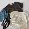 Ropa de Verano para Niños 2025 Nuevo Estilo Camiseta Básica de Manga Corta 100% Algodón para Niños, Camiseta para Niños Tallas Pequeña y Mediana, Atuendo de Verano, Top Holgado para Niños