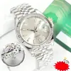 Relógio Mecânico Cinza com Diamantes e Data, Totalmente Automático, À Prova d'Água, Luminoso, Pulseira de Aço, Calendário, Relógio de Pulso Masculino, Relógio Rolex, Relógio de Data