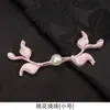 Botões de Sapo Qipao Originais Novo Estilo Chinês Flor de Pessegueiro Bordada Botões de Flor Dura Acessórios Decorativos para Colete Camisa Traje Tang