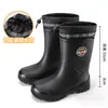 Botas de Chuva Transfronteiriças Masculinas de Cano Médio Estilo Novo Casual Masculino Solado Grosso Adulto Impermeável Sapatos de Borracha Resistentes ao Desgaste Antiderrapantes Sapatos Aquáticos