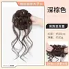 Coque Redondo com Presilha de Garra, Elástico de Cabelo com Mechas Longas e Finas, Estilo Aristocrático Vintage, Coque com Franja, Adorno de Cabelo em Forma de Flor