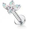 Titanio G23 Zirconia de Tres Garras Labret Roscado Interno Barra Recta Stud de Fondo Plano Joyería para Oreja F136 Stud para Hélice de la Oreja Stud Geométrico Simple para Oreja