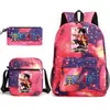 Mochila Escolar One Piece Luffy Transfronteiriça Mochila de Ombro Estojo de Lápis Bolsa de Lona de Três Peças Grande Capacidade Rei dos Piratas