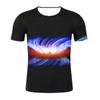Amazon comercio exterior nueva pareja con camiseta de talla grande agujero negro impresión digital cuello redondo camiseta de hombre para mapa se puede configurar