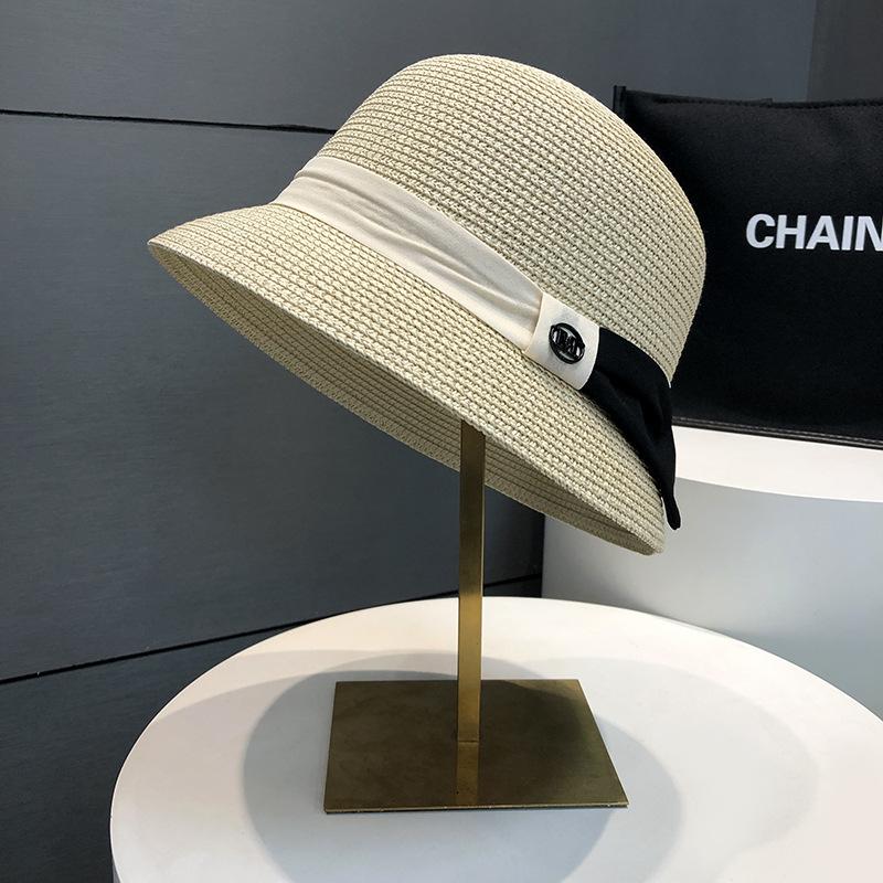 日系草帽女夏季出游海边洋气礼帽法式英伦遮阳防晒M标渔夫太阳帽