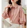 Camisa de Gasa para Mujer, Primavera y Otoño 2025 Nuevo Top Moderno y Hermoso, Blusa de Manga Larga