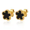 Pendientes de Acero Inoxidable con Incrustaciones de Circonita en Forma de Pétalo para Mujer, Pendientes de Flor de Cinco Hojas con Baño de Oro de 18K, Suministro Directo Transfronterizo