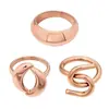 Misterio y Elegancia: Set de Anillos de Acero Inoxidable de Alta Gama en Oro Rosa con Diseño Geométrico Único para Mujeres - Joyería al por Mayor