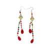 Pendientes de Borla con Cuentas Rojas Clásicas Estilo Étnico, Largos, de Apariencia Elevada, Versátiles, Suaves, Modernos y Elegantes para Mujer