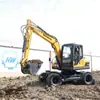 Hengwang Heavy Industry Excavadora Multifuncional Excavadora de Tierra con Ruedas Excavación de Zanjas y Relleno de Suelo Máquina con Brazo Largo para Agarrar Madera Fabricante Excavadora