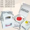 Caja para Pastel de Cumpleaños, Caja de Empaque de Moda, Caja de Papel Portátil para Alimentos, Caja para Tartaletas para Llevar, Forma Cuadrada de 4 y 6 pulgadas con Ventana, Personalizable