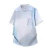 Camiseta de Manga Corta de Algodón Puro para Hombre, Nuevo Estilo de Verano Camiseta de Manga Media Degradada para Adolescentes, Camiseta Informal Holgada