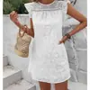 Vestido de Verano Nuevo Estilo Fresco Dulce Cuello Redondo Holgado Calado para Mujer de Amazon Europa