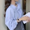 Camisa de Manga Larga Estilo Francés para Mujer, Corte Holgado, Nuevo Diseño Primavera/Verano 2025, Top con Lazos, Blusa Vintage con Volantes