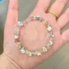 Guirnalda de Principios de Primavera Estilo Bosque Pulsera de Cristal Natural Nueva Pulsera Popular Pulsera de Malla Tejida Hecha a Mano
