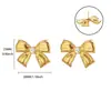 Pendientes con Forma de Corazón y Lazo Estilo Dulce, Acero Inoxidable Chapado en Oro de 18 Quilates, Elegantes, Modernos y de Alta Gama para Mujer, Estilo Nuevo
