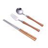 Mango imitación madera grano acero inoxidable cubiertos portátiles juego de tres piezas palillos cuchara tenedor juego lonchera para estudiantes estilo coreano regalo