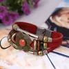 Pulsera de cuero personalizada para hombre y mujer, accesorios de aleación de girasol, pulsera de cuentas de piel de vaca al por mayor, pulsera vintage