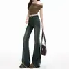 Jeans de Campana Azules de Cintura Alta Estilo Retro Americano para Mujer Tendencia Versátil Nuevo Diseño de Chica Popular Dobladillo Deshilachado Pantalones Bootcut