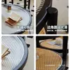 Mesa de centro de vidro estilo japonês com combinação de madeira maciça e trama de rattan, design minimalista nórdico para salas de estar pequenas, mesa de chá redonda para uso doméstico