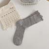 Calcetines japoneses de orejas de madera de color liso para mujer, fáciles de combinar, cómodos, de longitud media, transpirables, finos y de verano.